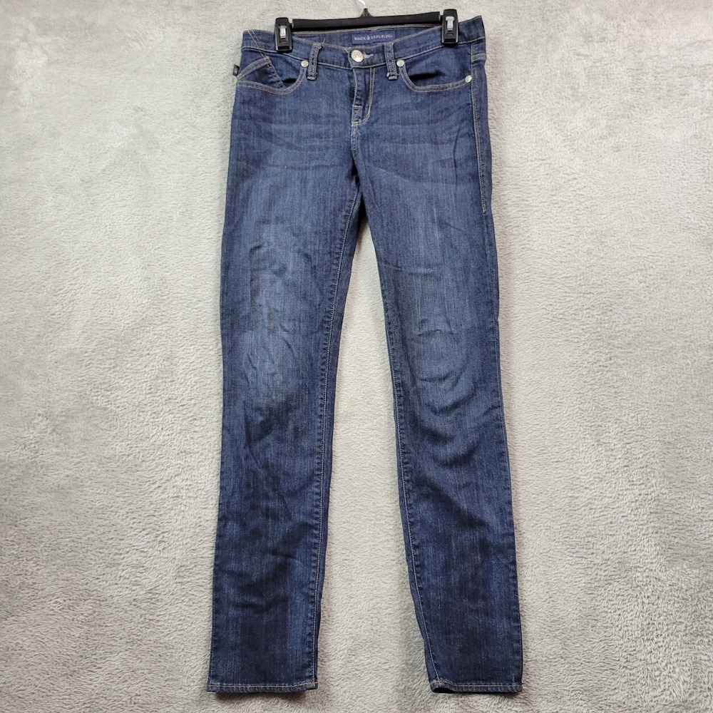 Rock And Republic Berlin Jeans Womens 8 M Blue Denim Style Skinny Straight
